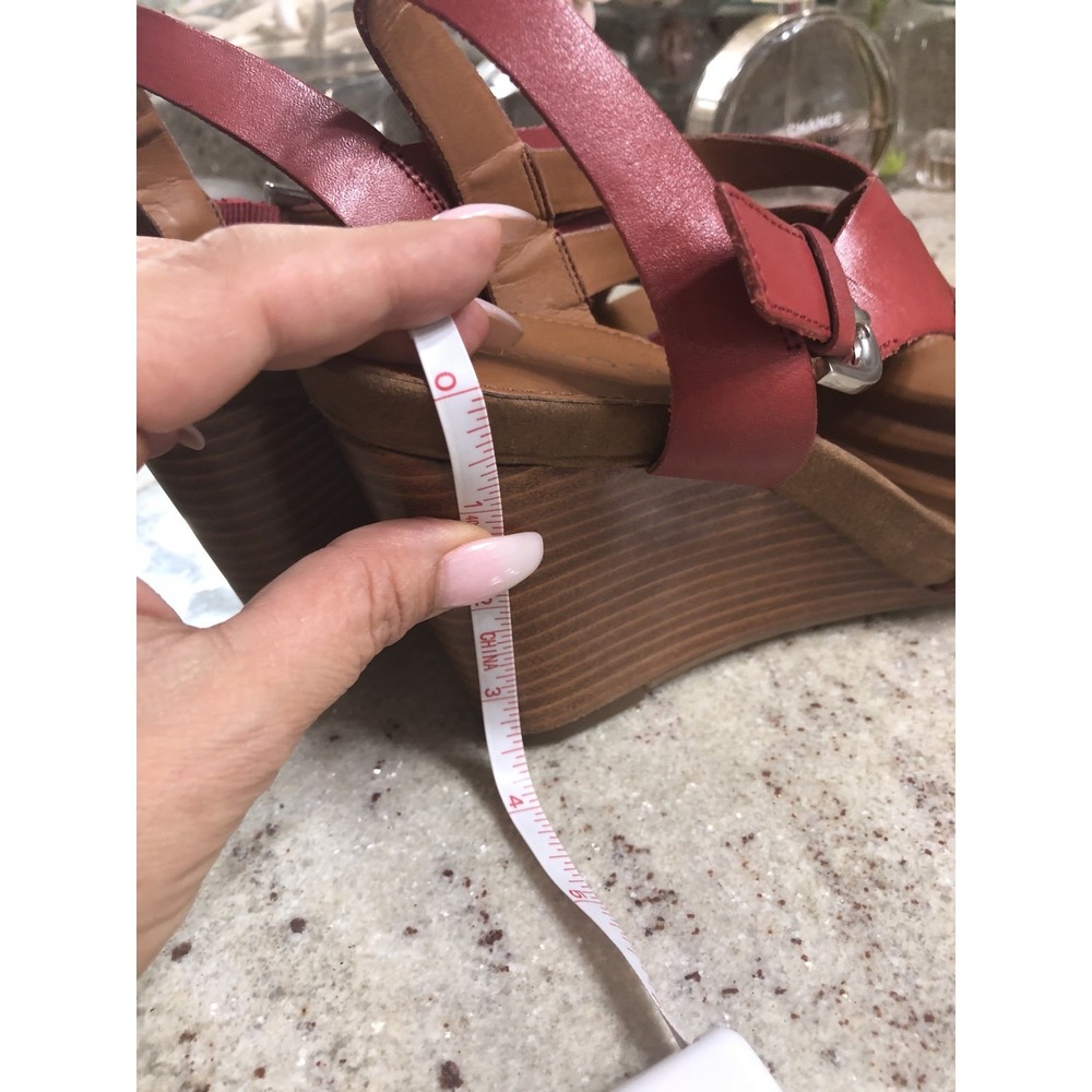 Franco Sarto Bamako Red Leather Strappy Wedge Sandal Heels Womens 9 - Picture 5 of 9